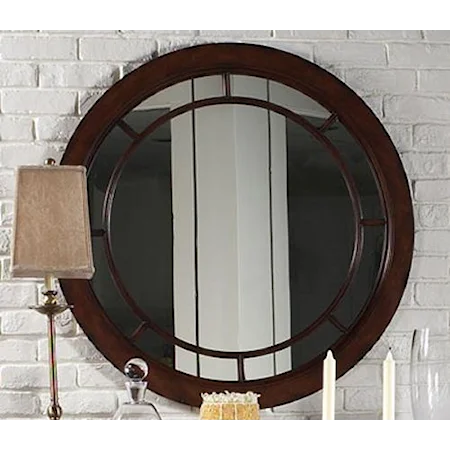 Round Wall Mirror with Wooden Frame